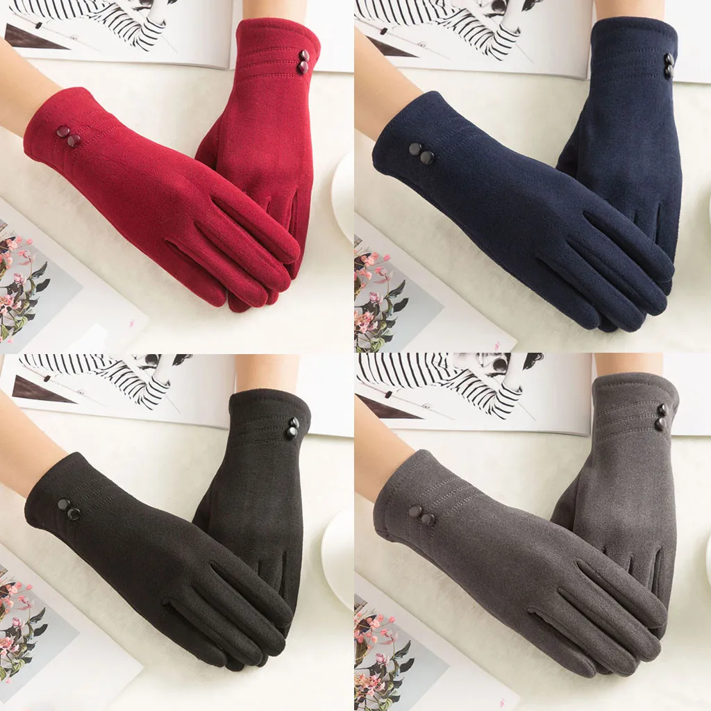 Gloves Womens Winter Warm Gloves Wrist Mittens Driving Ski Glove Fashion Elegant Vintage Women Gloves Перчатки Женские Перчатки