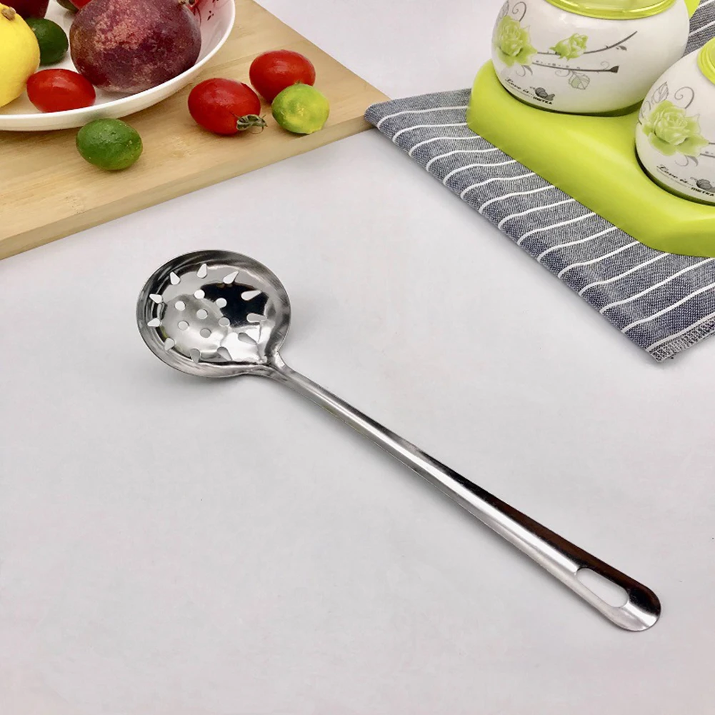 Stainless Steel Long Handle Hot Pot Spoon Kitchen Soup Scoop Colander Strainer