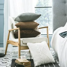 Однотонная квадратная подушка, чехол трикотажная Подушка, мягкий сборный чехол для подушки для дивана, кровати, подушка с кисточками, вязаный чехол для подушки