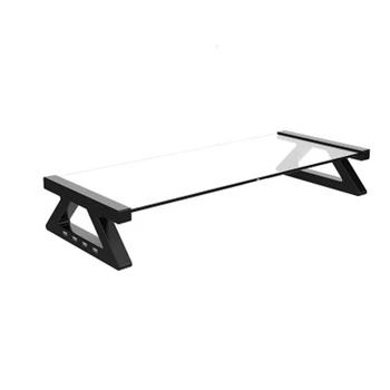 

USB2.0 PC Monitor Stand Tempered Glass Laptop Stand Keyboard Mouse Storage Slot For Computer 56.5 x 21 x 9CM