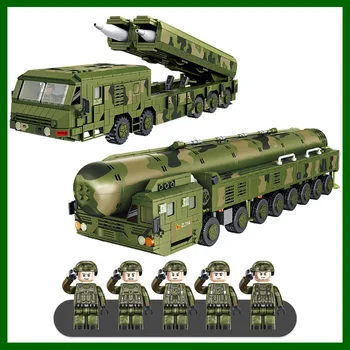 

Panlos Military Cruise Missile Ballistic Missile Truck Building Blocks Green WW2 Model DIY Toys For Children 5 Action Figures