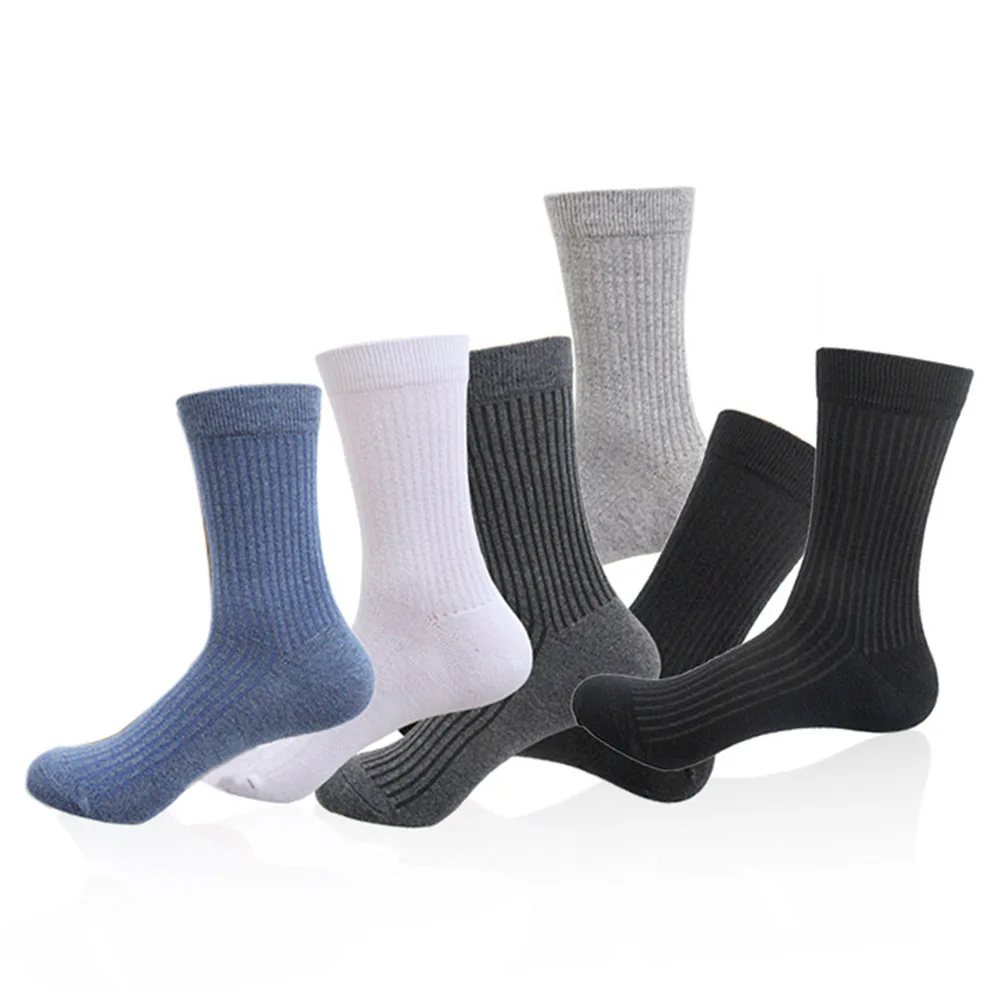 5 шт. хлопковые повседневные бизнес мужские носки мягкие дышащие носки однотонные Повседневные носки для мужчин дышащие длинные носки осень-зима