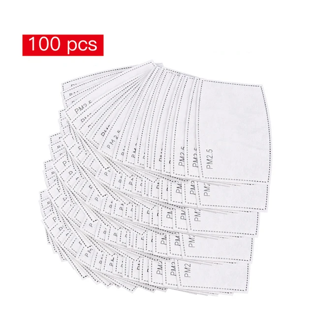 US $23.74  100Pcs Activated carbon 5 layers filter Mask Replacement Filter Efficient filtration PM2.5 Anti Haz