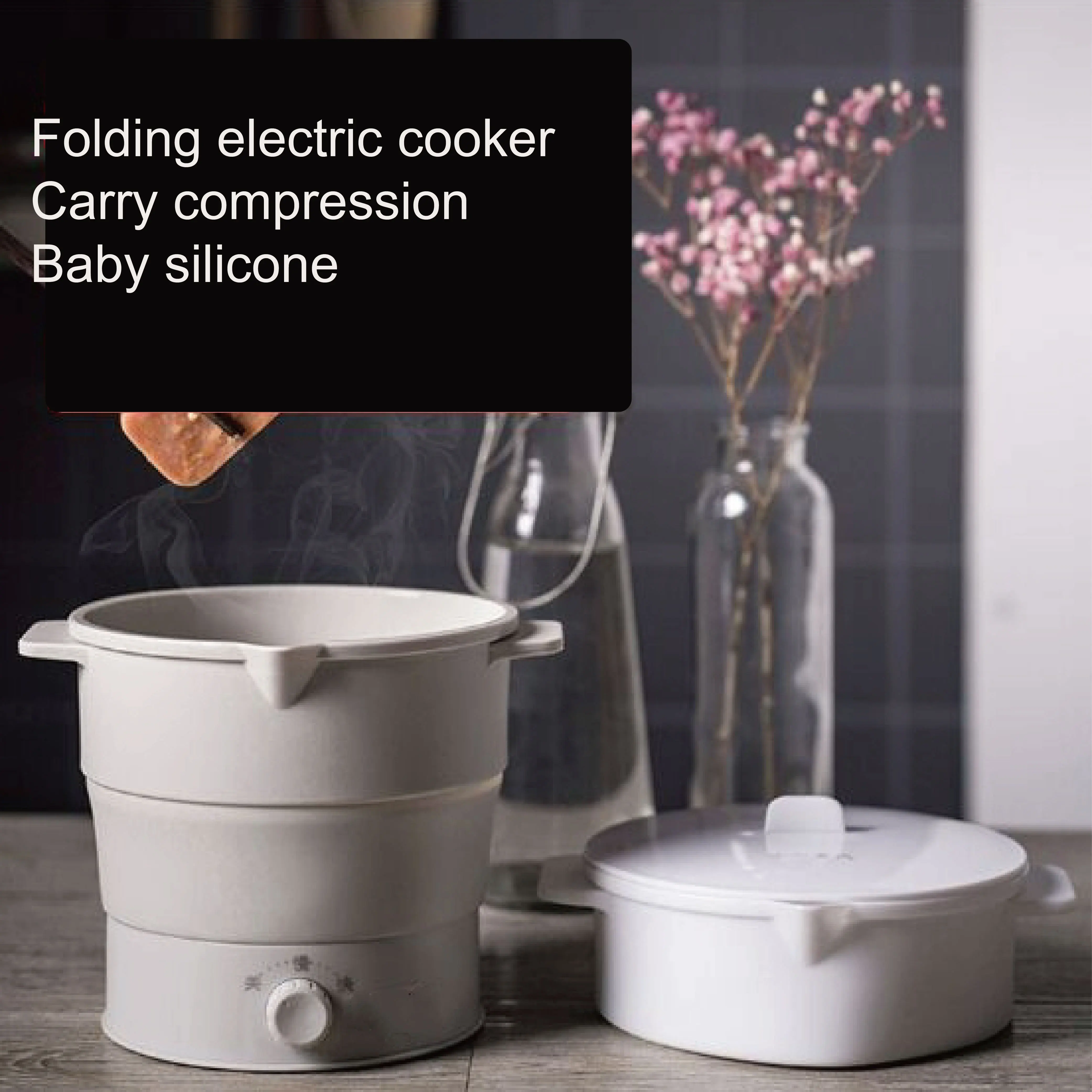 

One-person food silicone folding electric kettle portable compressible student plug in mini noodle cooking foldable pot