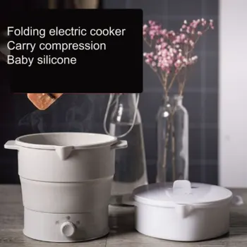 

One-person food silicone folding electric kettle portable compressible student plug in mini noodle cooking foldable pot