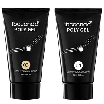 

Ibcccndc 2 Pcs 30ML Poly Gel Long-Lasting Finger Nail Crystal Jelly Camouflage UV Lamp Extension Gel UV&Led Lamp Acrylic, 03 & 0