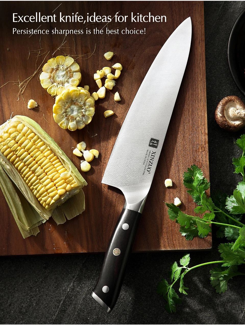 XINZUO 8,5 ''дюймовый нож шеф-повара из высокоуглеродистой нержавеющей стали немецкие кухонные ножи Din 1,4116 инструменты для нарезки мяса с черной ручкой
