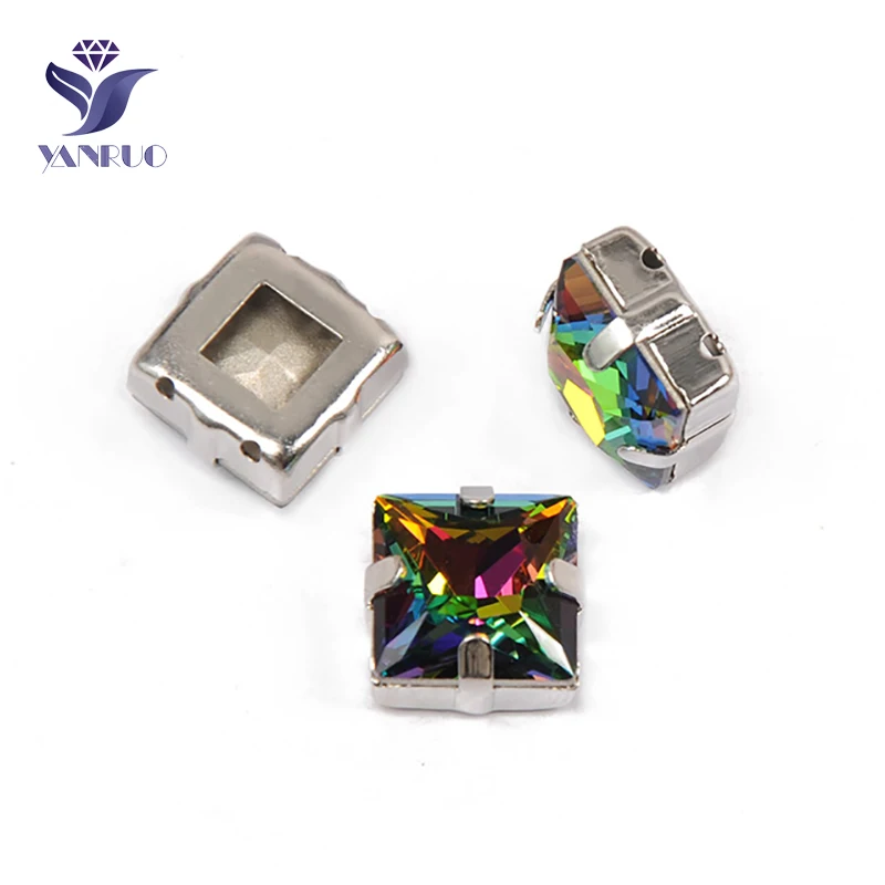 YANRUO 4447 All Sizes VM Princess Square Sewn Stones Point Back Strass Glass Rhinestones Rainbow Crystals For Needlework | Дом и сад