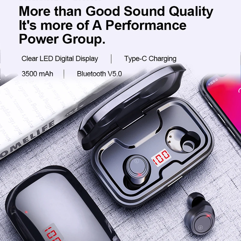 TWS X10 Bluetooth 5,0 наушники с сенсорным управлением IPX7 водонепроницаемые беспроводные наушники 3D стерео гарнитура с шумоподавлением аккумулятор 3500 мАч