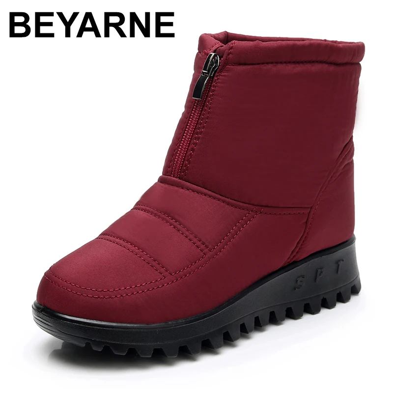 BEYARNENew boots2019winter брендовая теплая обувь; нескользящая подошва; Водонепроницаемая зимняя обувь Женские ботинки для Матери Повседневные хлопковые ботинки зимние ботинки женская обувь