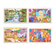 

24pcs Montessori Wooden Puzzle Toy Cartoon Animal Games Wood Puzzles Jigsaw Hobby Kids Educational Learning Toys For Children
