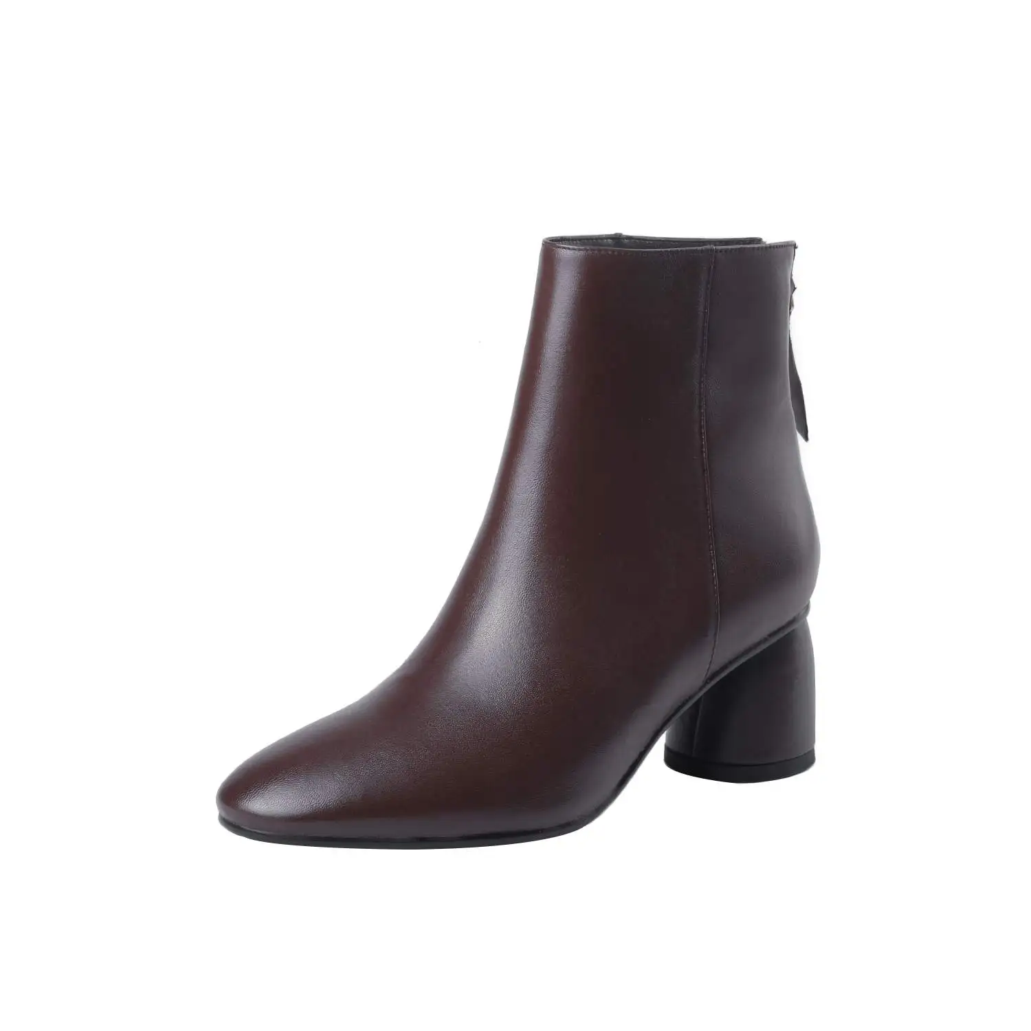 handmade round toe genuine leather high heels zipper women ankle boots elegant dress solid fashion boots warm winter shoes L19