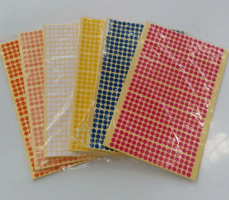 

7140pcs 15 sheets Blank Round Circles Stickers 6mm Colorful Empty Papers Sticker for Glass Essential Oil Bottle Cap Lid Labels