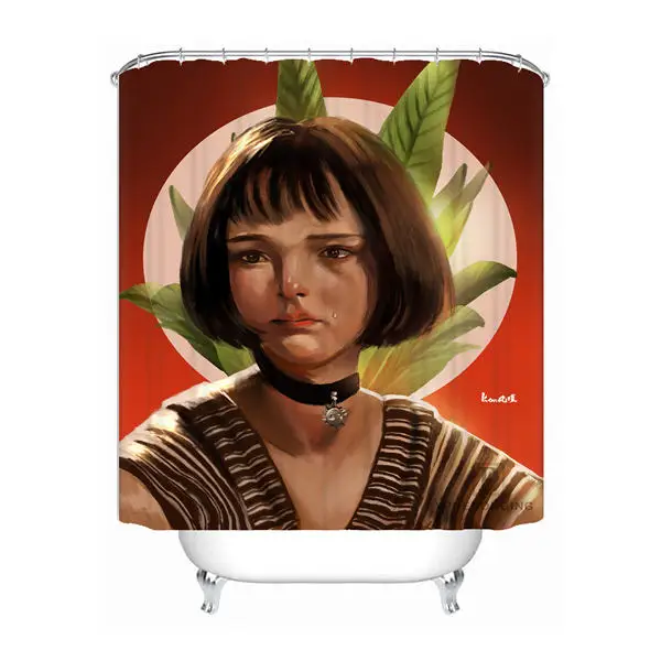 Shower Curtain Пользовательские Leon Профессиональный Ретро Мультфильм Душ Ванна занавеска Mildewproof водонепроницаемый полиэстер различные размеры#0421-21-40 - Цвет: Shower Curtain