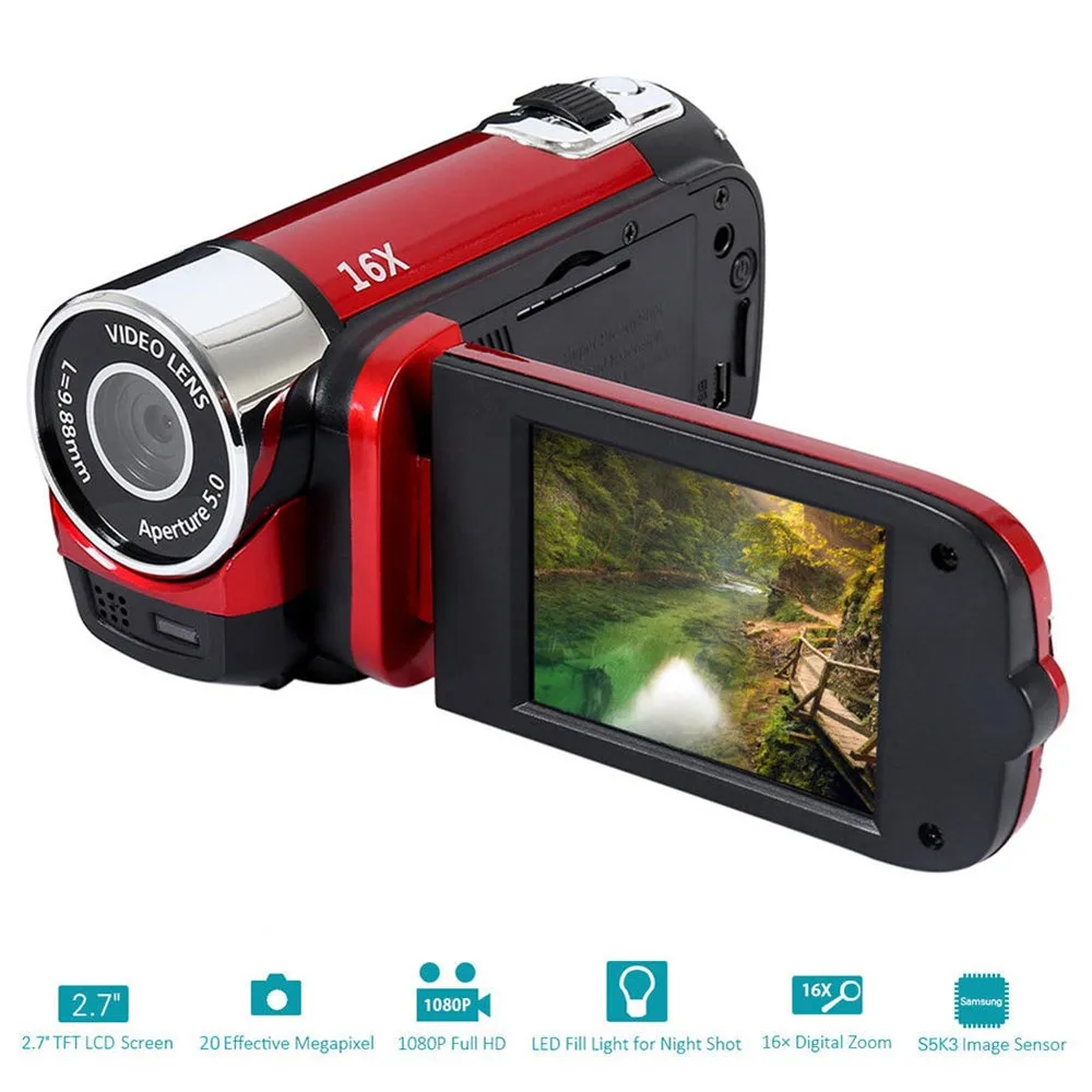RED 2,7-дюймовый TFT-LCD 24MP 16X зум 1080P Противоударная Цифровая Камера - Цвет: RED