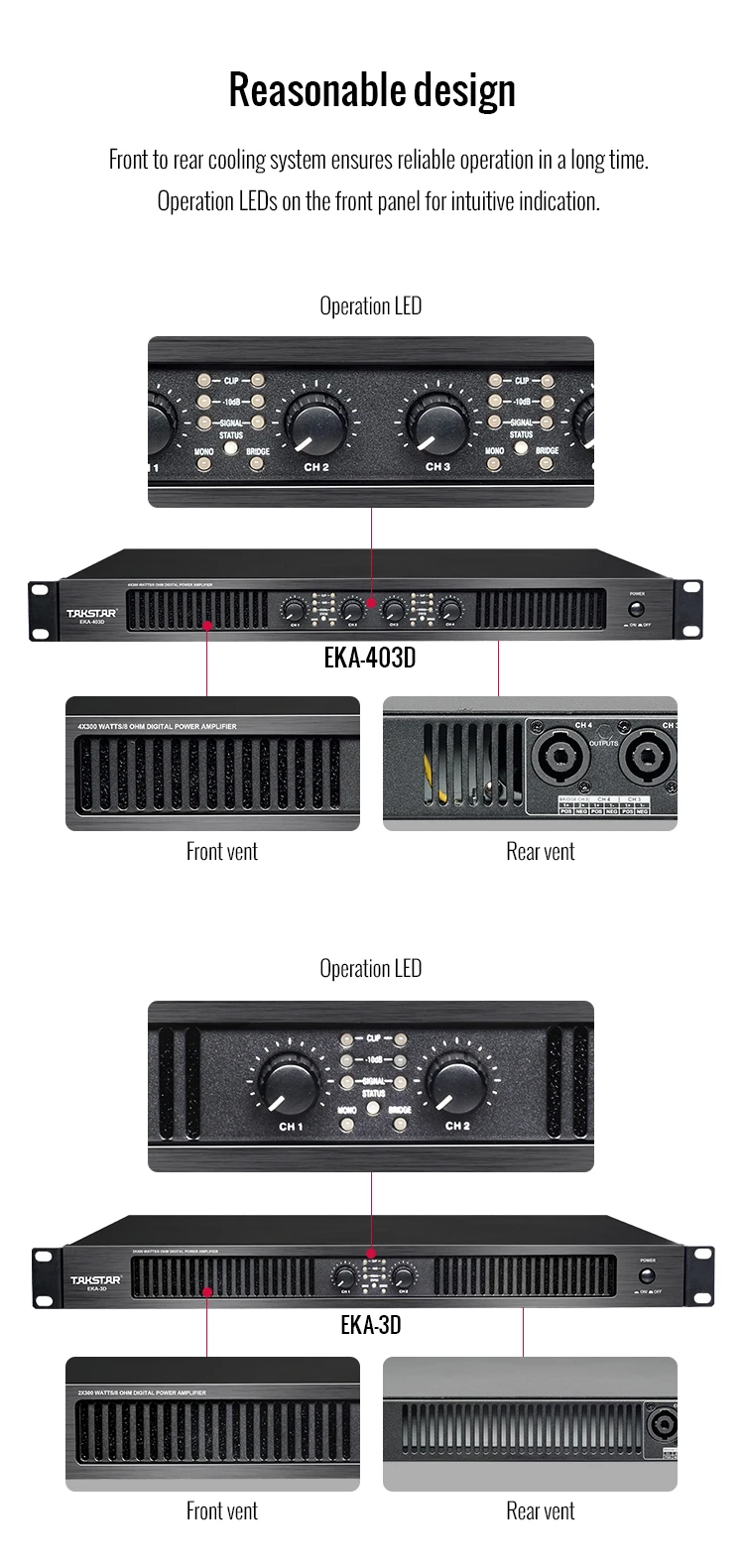 TAKSTAR Professional Digital Power Amplifier with 4 channels for Conference Multi-function Hall Outdoor Activities(EKA-403D