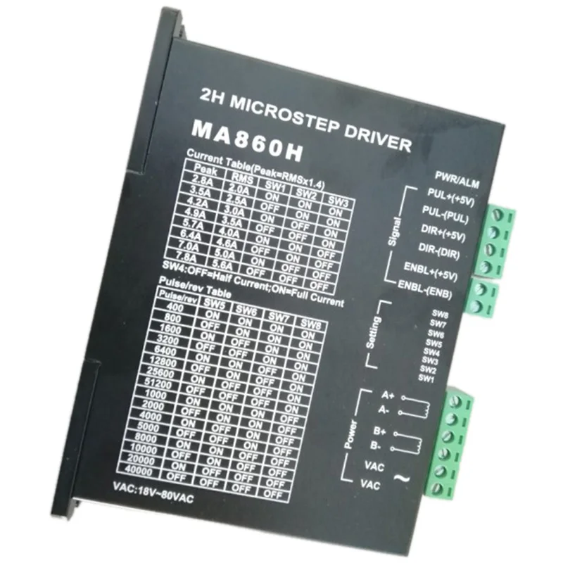WSFS Hot NEMA34 Драйвер шагового двигателя MA860H 24-110VDC / 18-80VAC Microstep 256 2 0-7.8A контроллер |