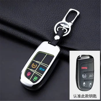 

Alloy Leather Car Key Cover For Fiat / For Jeep Renegade 2014 2015 Grand Cherokee Chrysler 300C Key cases