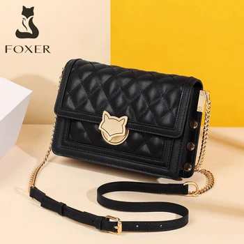 

FOXER Classic Fashion Women Bag Split Leather Brand Shoulder Messenger Bags for Lady Large Capacity Casual Girl Cross body Bag