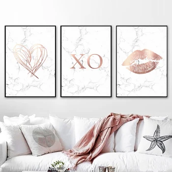 

Rose Gold Marble Love Posters and Prints Bedroom Decor Modern Wall Art Canvas Painting Pictures for Living Room Home Decor