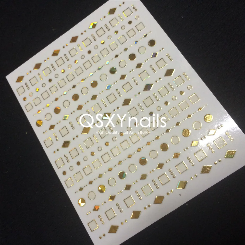 435 laser gold 50 шт. голографические металлические наклейки для нейл-арта лазерные квадратные круглые геометрические наклейки для украшения ногтей маникюр - Цвет: 435 laser gold