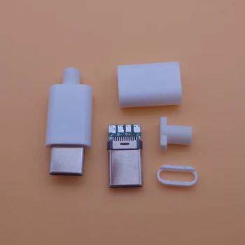 

10pcs USB 3.1 Type C 2.0 Male jack Plug Welding Type USB-C 4 in 1 PCB Connector Black White