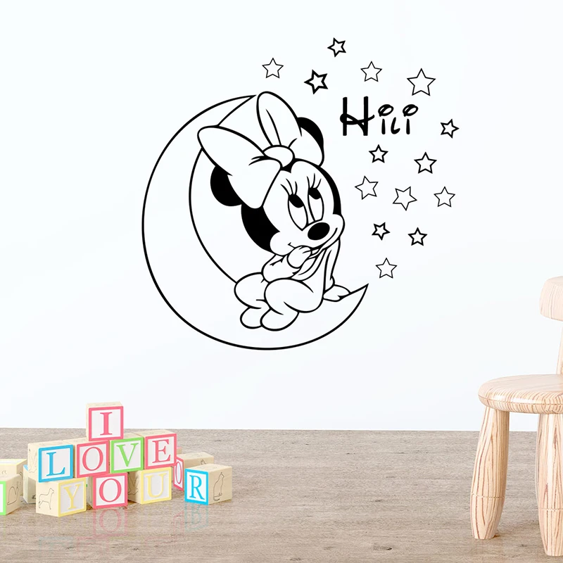Cartoon Disney Minnie Mouse Sweet Dream Wall Stickers For Home Decor Kids Room Bedroom Decoration Decals Creative Art Stickers Cartoon Disney Minnie Mouse Sweet Dream Wall Stickers For Home Decor Kids Room Bedroom Decoration Decals Creative Art Stickers