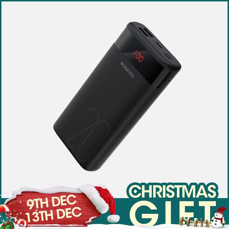 Online ROMOSS Ares 20 20000mAh banco de energía USB tipo cargador portátil batería externa 5V 2.1A con pantalla LED para teléfonos Tablet