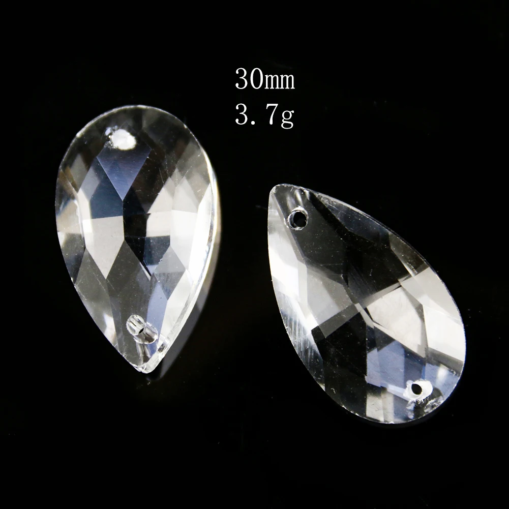 5PCS 30mm Crystal Prism Suncatcher Tear Drop Chandelier Parts Hanging Pendant Faceted Beads Garland Home Wedding Decor 2 Holes crystal beads crystal sun catcher chandelier crystal drops crystal beads garlands