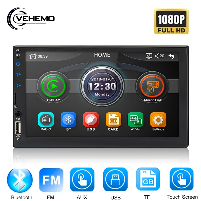 

Vehemo Car Radio 7'' Full HD MP5 Player Touch Screen Stereo FM USB SD Bluetooth 12V Automobile 1080P DVR Car player Stereos
