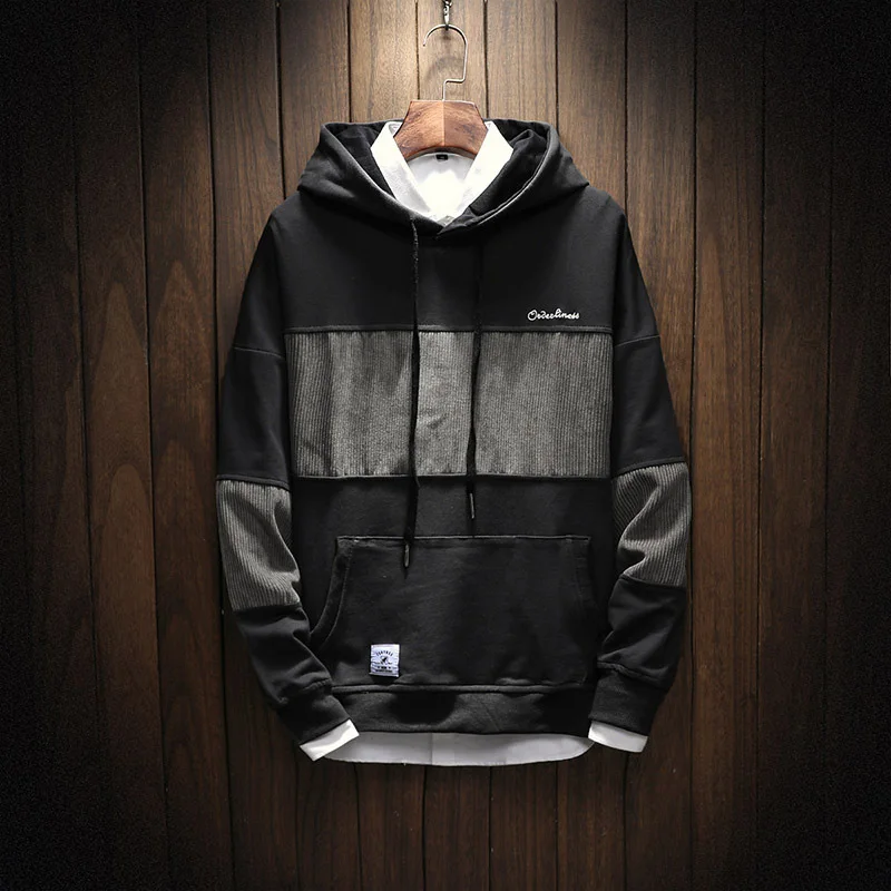 

Men's Sweatshirts Pocket Pullover Hoodies Spring Autumn Patchwork Men's Korean Version Slim Large Size 2019 New Hoodie Men Y