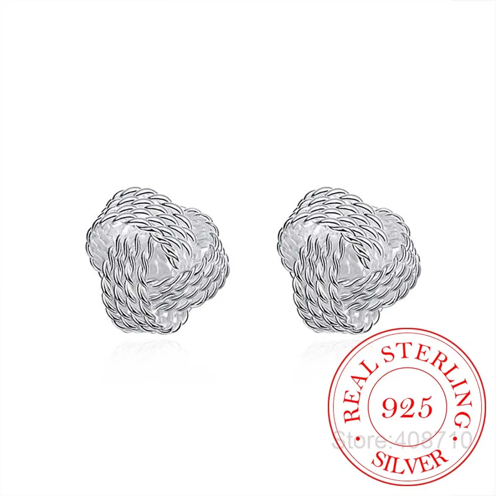 Женские серьги гвоздики из серебра 925 пробы в виде сетки|earrings cc|earrings metalearrings bracelet |