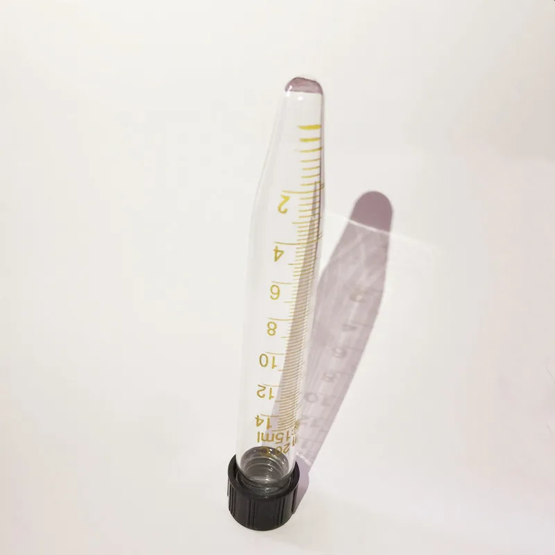 Стеклянная центрифуга с крышкой винтом пробирки 15 мл со шкалой V образным дном