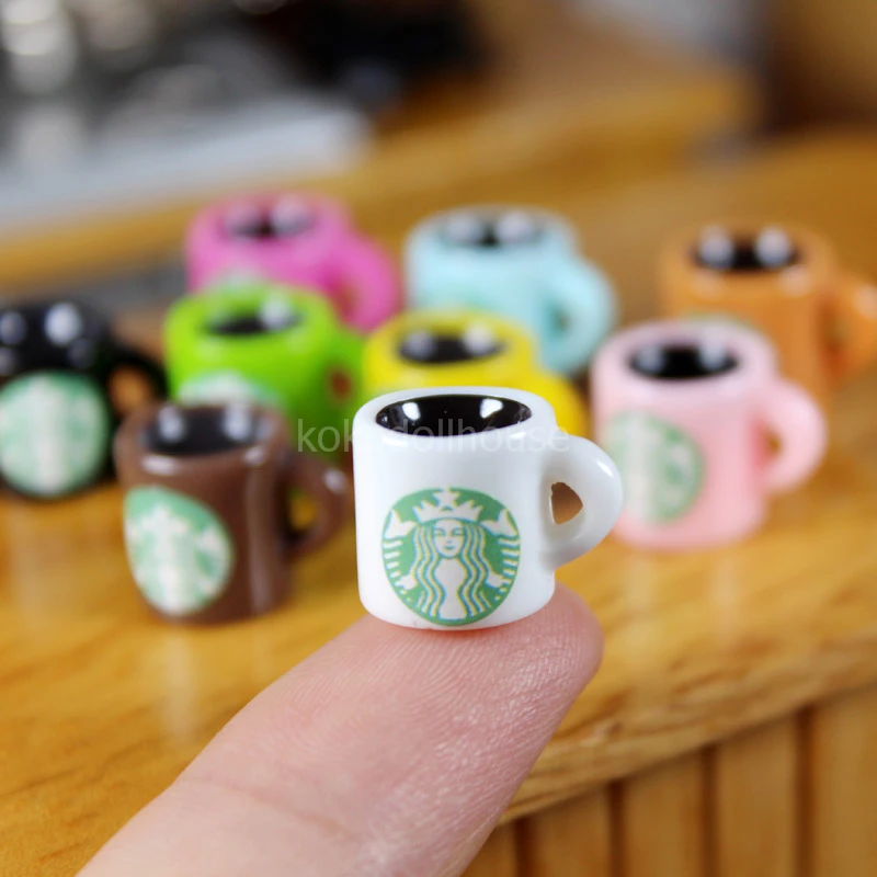 Barbie size food and drink realistic minis 16 scale miniature latte Set of 5 Miniature coffee cups