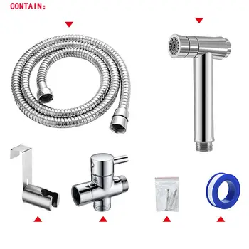 

Double function switch toilet bidet faucet bathroom hand bidet sprayer set kit pressurize flush spray gun tank hook & wall mount