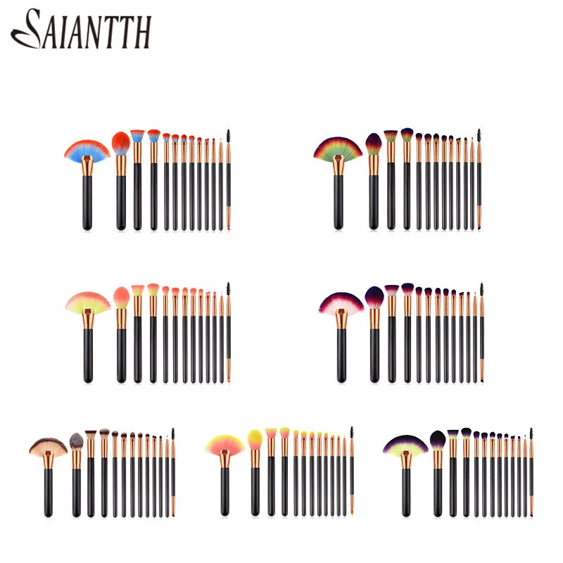 

SAIANTTH 13pcs professional makeup brushes fan concealer foundation eyeliner eyelashes pincel maquiagem face eyes make up kit