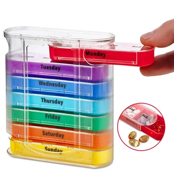 

New 7 Days Pill Box Pill Case Container Tablet Weekly Pillbox Tablet Sorter Colorful Weekly Storage Box Container Organizer