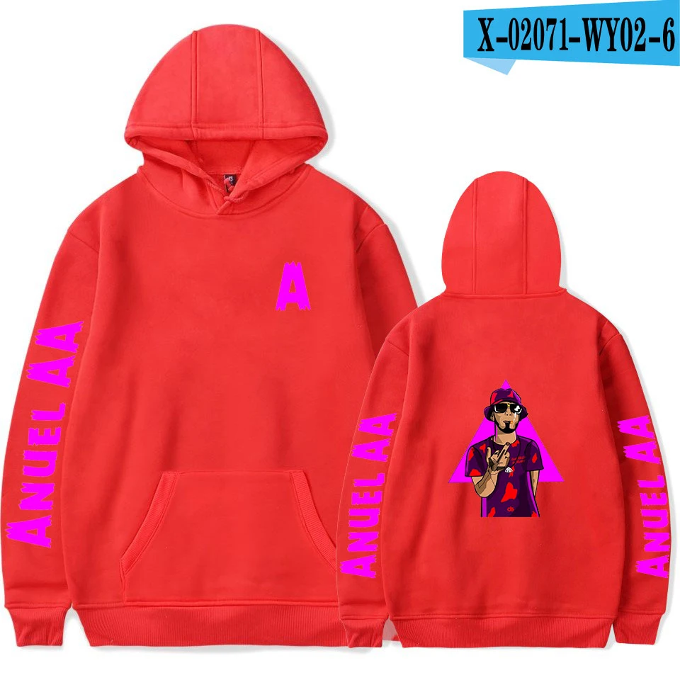 Anuel AA Стиль Знаменитостей уличная Толстовка зима осень для мужчин/женщин хип хоп пуловер с длинным рукавом негабаритных толстовки - Цвет: l