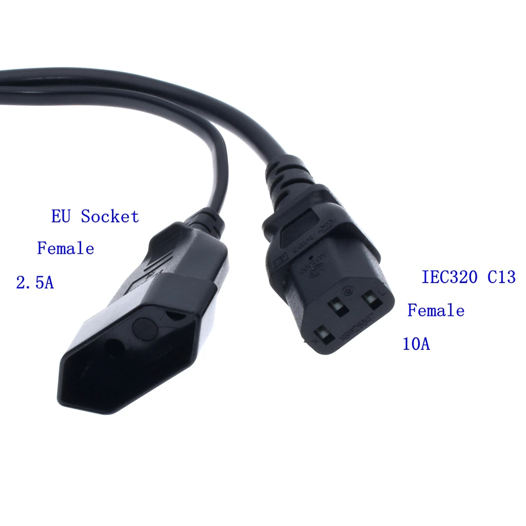 Y Тип сплиттер Мощность шнур, IEC320 C14 Разъем 3-контактный Мужской Мощность кабель переменного тока Мощность адаптер для C13+ CEE7/16 2Pin муфтовый стыковочный переводник