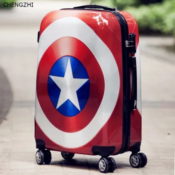 

CHENGZHI 20"24Inch Captain America cartoon rolling luggage spinner men women wheeled suitcase cabin trollry travel luggage