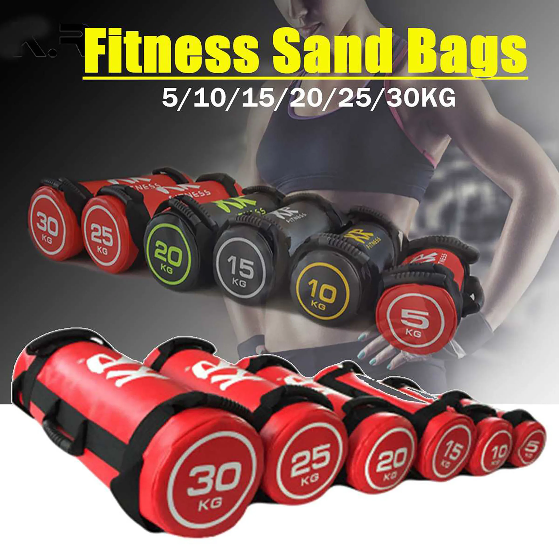 30KG Weighted Training Bag Power Sandbag Fitness Handles Weight Lifting Crossfit 