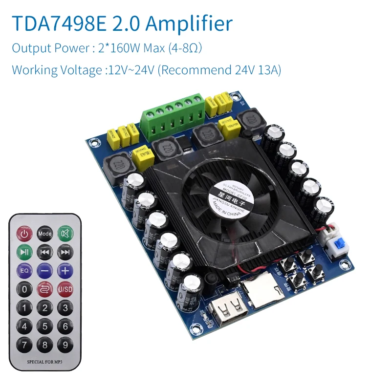 Усилитель Аудио UNISIAN TDA7498E 2 0 канала 2*160 Вт|Усилители мощности| |