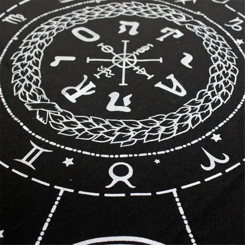 60*60cm Cotton Tarot Tablecloth 12 Constellations Astrology Oracle Altar Cloth M7DC