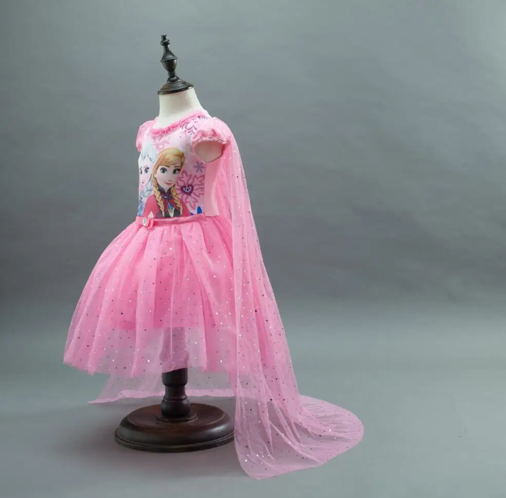 5pcs Girls Summer Dress Elsa Anna Baby Kids Clothes Girl Snow Queen Cosplay Costume Birthday Party Children Clothing Vestidos