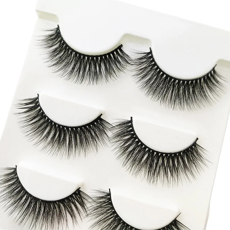 

Promotional Black And White with Pattern Cotton Thread Stem Three-Pack Stereo False Eyelashes 3 deyelashes Handmade Chemical Fib