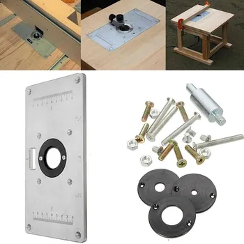 

Aluminum Router Table Insert Plate with Rings and Screws for Woodworking Benches VJ-Drop