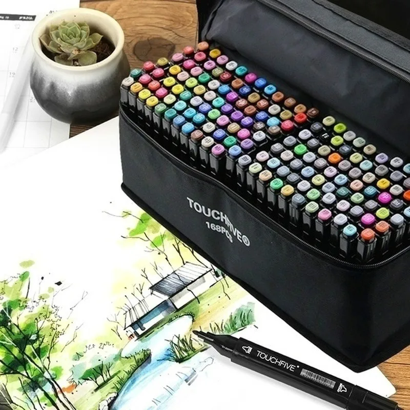 

TouchFive Marker Colors Choose Brush Pen Alcoholic Oily Based ink Art Marker For Manga Dual Headed Sketch Markers