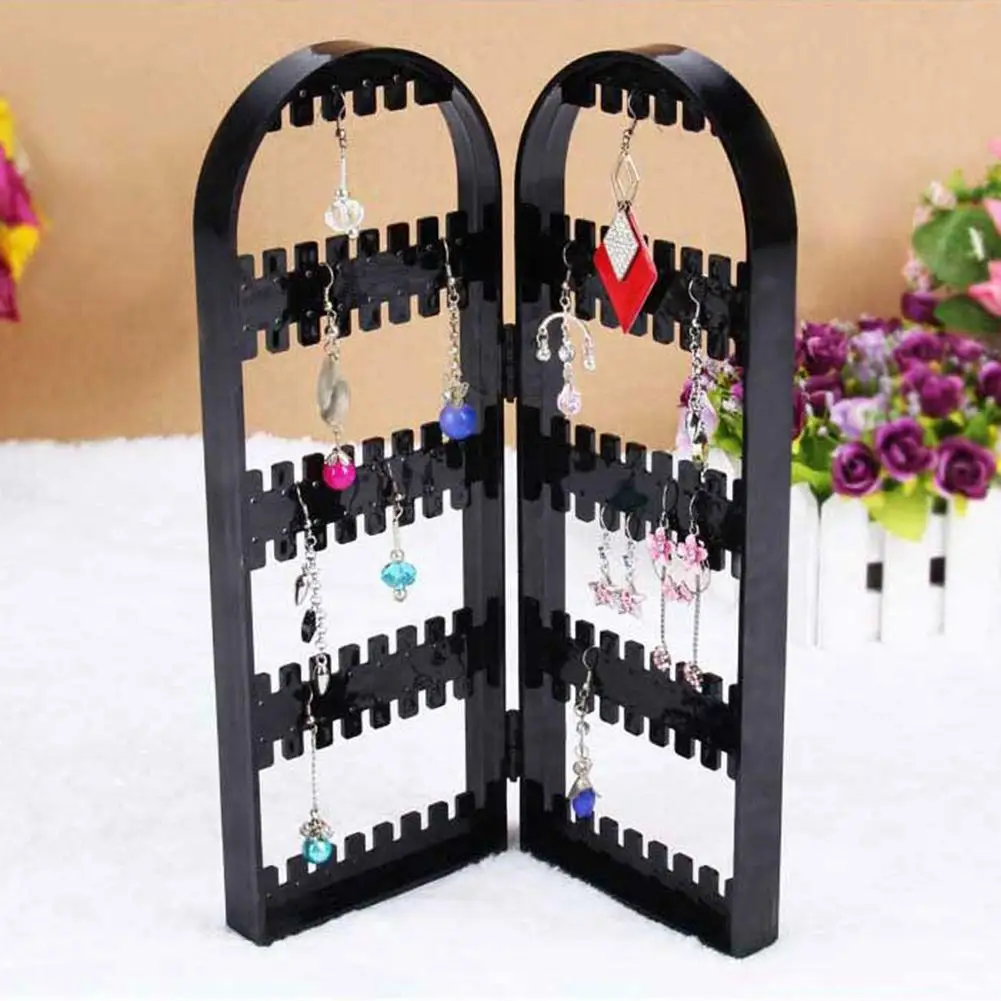 

120 Holes Folding Earring Holder Organizer Screen Jewelry Display Storage Rack bracelet/necklace Jewelry Display Rack 2019 New A