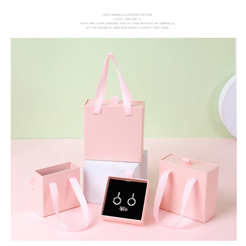 20Pcs/Lot Kraft Paper Portable Drawer Box Jewelry Box Ring Earrings Necklace Gift Protection Packaging Box Christams Party