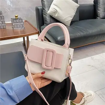 

Fashion Hit Color Women Handbags Classic Texture Delicate Creative Design Chic Belt Buckle PU Shoulder Bag Lady Totes Purse